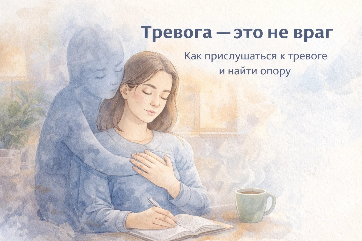 Иллюстрация — фигура и волны тревоги, охра